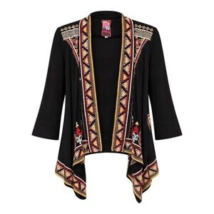 Johnny Was Boho Embroidered Cardigan Womens Small Indie Hippie Luxury Lagenlook